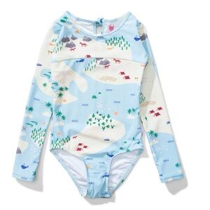Missie Munster Bondi Long Sleeve Tie Back Swimsuit | Girls Size 6 | Blue Multi